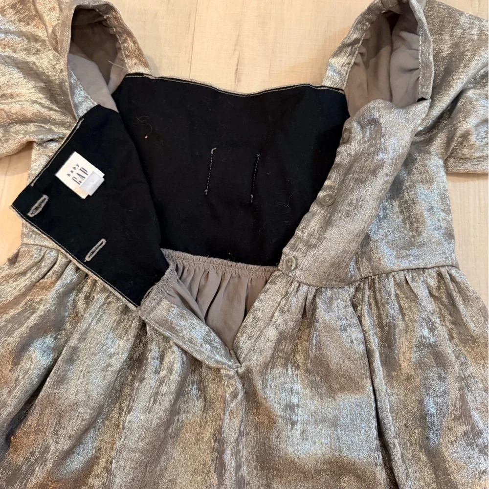 GAP Silver Metallic Bow Girls'‎ Party Dress
